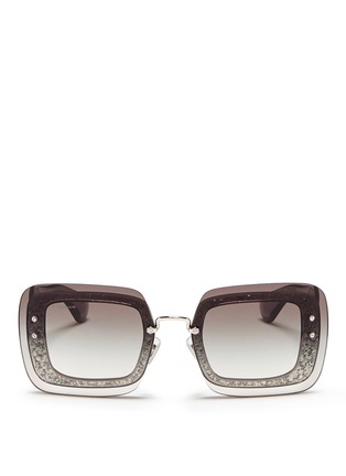 Main View - Click To Enlarge - MIU MIU - Oversize lens glitter square acetate sunglasses