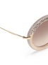 Detail View - Click To Enlarge - MIU MIU - 'Noir' crystal embellishment suede rim acetate round sunglasses