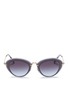 Main View - Click To Enlarge - MIU MIU - 'Noir' capped acetate metal sunglasses