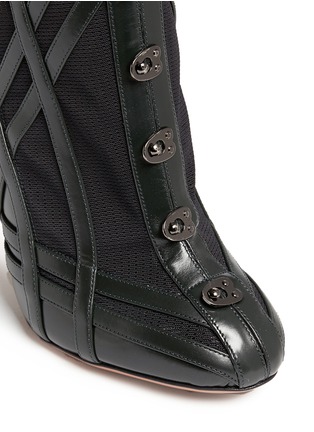 Detail View - Click To Enlarge - ALAÏA - Stretch net graphic leather ankle boots