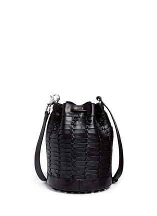Back View - Click To Enlarge - ALEXANDER WANG - 'Alpha' woven leather bucket bag