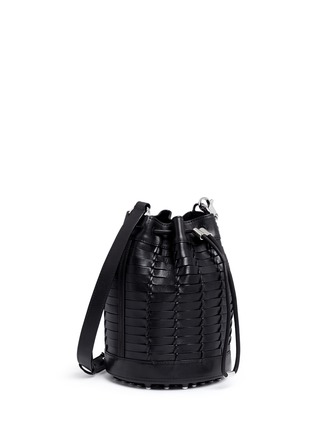 Front View - Click To Enlarge - ALEXANDER WANG - 'Alpha' woven leather bucket bag