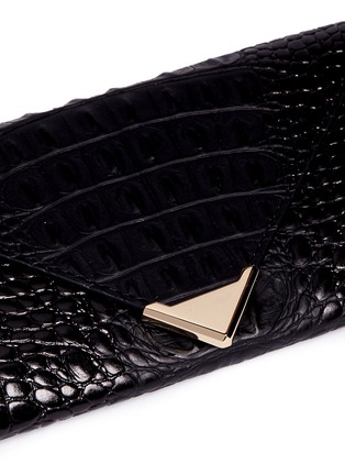 Detail View - Click To Enlarge - ALEXANDER WANG - 'Prisma' alligator embossed leather envelope continental wallet