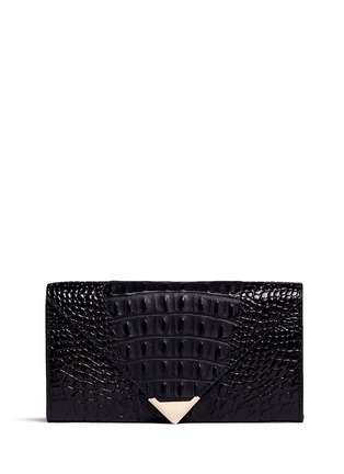 Main View - Click To Enlarge - ALEXANDER WANG - 'Prisma' alligator embossed leather envelope continental wallet