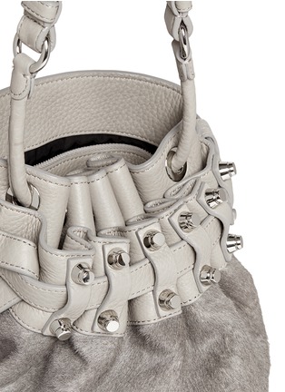 Detail View - Click To Enlarge - ALEXANDER WANG - 'Diego' small calf hair panel leather bucket bag