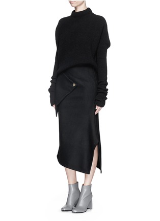 Figure View - Click To Enlarge - VICTORIA BECKHAM - Twist drape wool blend felt skirt