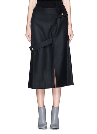 Main View - Click To Enlarge - VICTORIA BECKHAM - Asymmetric belted wool felt midi skirt