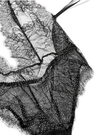 Detail View - Click To Enlarge - L'AGENT - 'Grace' foil lace plunge playsuit