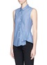 Front View - Click To Enlarge - THEORY - 'Biaz SL' sleeveless pleat hem ramie top