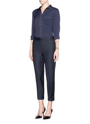 Figure View - Click To Enlarge - THEORY - 'Mustadio' fold cuff wool tailored cropped pants