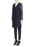Front View - Click To Enlarge - THEORY - 'Quennel' detachable leather sleeve compact wool coat