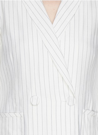 Detail View - Click To Enlarge - WHISTLES - Pinstripe linen-cotton blend blazer
