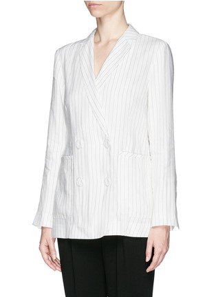 Front View - Click To Enlarge - WHISTLES - Pinstripe linen-cotton blend blazer