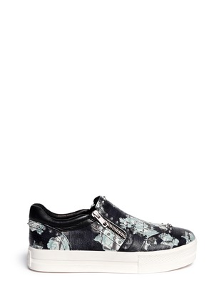 Main View - Click To Enlarge - ASH - 'Jasmin' stud croc effect floral leather slip-ons