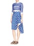 Detail View - Click To Enlarge - HELEN LEE - Wave print pleat front asymmetric skirt