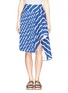 Main View - Click To Enlarge - HELEN LEE - Wave print pleat front asymmetric skirt