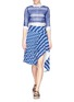 Figure View - Click To Enlarge - HELEN LEE - Wave print pleat front asymmetric skirt