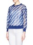 Front View - Click To Enlarge - HELEN LEE - Wave print sheer mesh sweatshirt