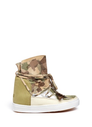 Main View - Click To Enlarge - INUIKII - 'Saomik' camouflage print suede sneaker boots