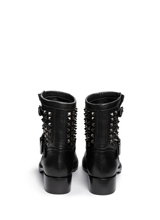 Back View - Click To Enlarge - VALENTINO GARAVANI - 'Rockstud Noir' leather biker ankle boots