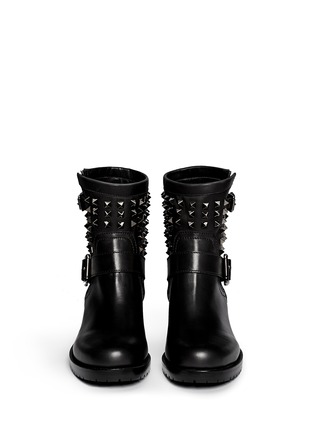 Figure View - Click To Enlarge - VALENTINO GARAVANI - 'Rockstud Noir' leather biker ankle boots