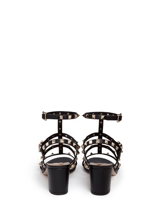 Back View - Click To Enlarge - VALENTINO GARAVANI - 'Rockstud' block heel leather caged sandals
