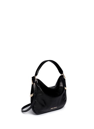 Front View - Click To Enlarge - JIMMY CHOO - 'Zoe S' small snakeskin trim leather hobo bag