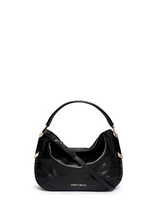 Main View - Click To Enlarge - JIMMY CHOO - 'Zoe S' small snakeskin trim leather hobo bag