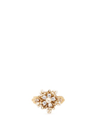 Main View - Click To Enlarge - MIRIAM HASKELL - Crystal Baroque pearl flower ring