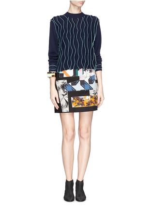 Figure View - Click To Enlarge - MSGM - Patchwork front piqué skirt