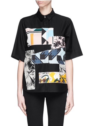 Main View - Click To Enlarge - MSGM - Patchwork front piqué shirt