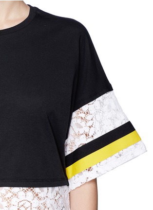 Detail View - Click To Enlarge - MSGM - Elastic band crochet lace jersey T-shirt