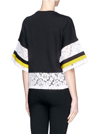 Back View - Click To Enlarge - MSGM - Elastic band crochet lace jersey T-shirt