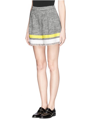 Front View - Click To Enlarge - MSGM - Piqué stripe tweed shorts