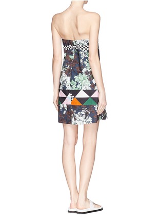 Back View - Click To Enlarge - MSGM - Mix print piqué bustier dress