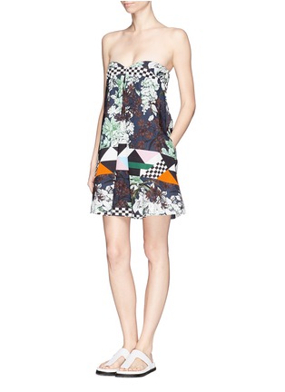 Figure View - Click To Enlarge - MSGM - Mix print piqué bustier dress