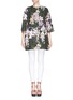 Main View - Click To Enlarge - MSGM - Collarless floral print hopsack short coat