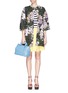 Figure View - Click To Enlarge - MSGM - Collarless floral print hopsack short coat