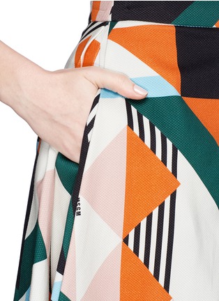 Detail View - Click To Enlarge - MSGM - Geometric colourblock inverted pleat flare skirt