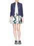 Figure View - Click To Enlarge - MSGM - Geometric colourblock inverted pleat flare skirt
