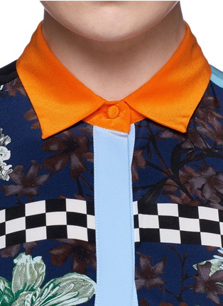 Detail View - Click To Enlarge - MSGM - Mixed print silk chiffon shirt dress