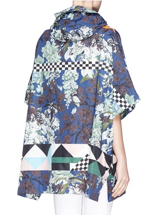 Back View - Click To Enlarge - MSGM - Floral check print poncho windbreaker