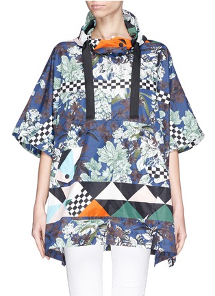 Main View - Click To Enlarge - MSGM - Floral check print poncho windbreaker