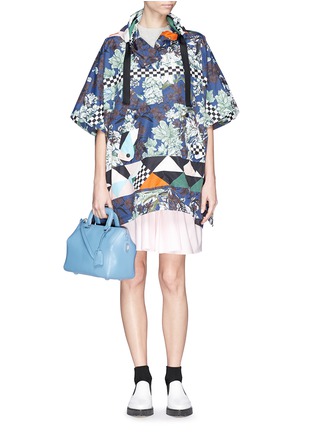 Figure View - Click To Enlarge - MSGM - Floral check print poncho windbreaker