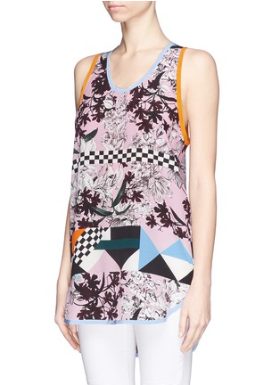 Front View - Click To Enlarge - MSGM - Mix garden print chiffon tank top