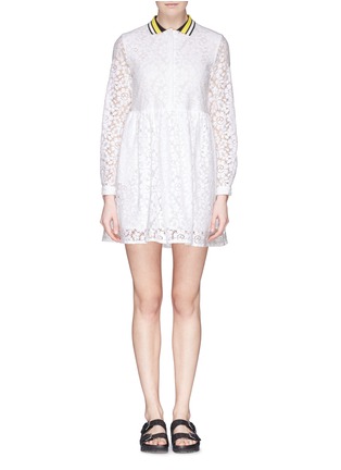 Main View - Click To Enlarge - MSGM - Rib collar lace dress