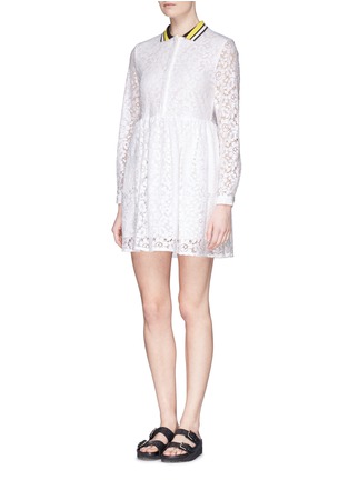 Figure View - Click To Enlarge - MSGM - Rib collar lace dress