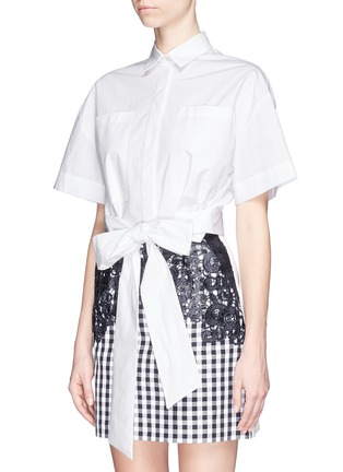 Front View - Click To Enlarge - MSGM - Tie waist poplin shirt