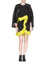 Detail View - Click To Enlarge - MSGM - Colourblock ruffle crepe dress