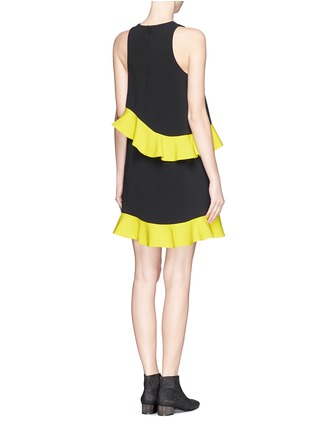 Back View - Click To Enlarge - MSGM - Colourblock ruffle crepe dress